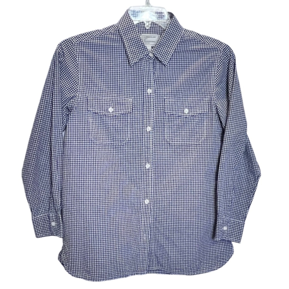 Current Elliott Gingham Pattern Navy Button Up Dr… - image 4